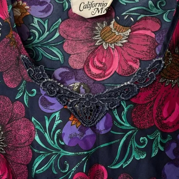 Vintage California Miss Floral Satin Nightgown - Picture 3 of 4